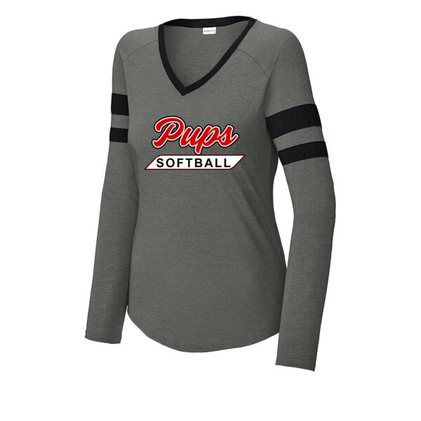 Pups Softball Ladies Stripe Long Sleeve  Thumbnail